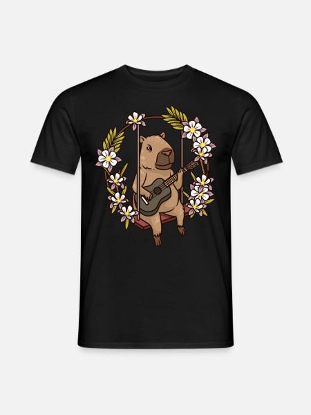 Capybara Rodent Guitar - Men's T-Shirt - black