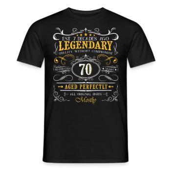 Vintage Legendary - Aged perfectly 70th birthday - Men's T-Shirt - black - Front - AI Model Male 178 light (178cm)