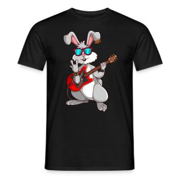 Rabbit Rock Musician Easter - Men's T-Shirt - black - Front - AI Model Male 178 light (178cm)