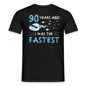 90 years ago I was the fastest 90th birthday - Men's T-Shirt - black - Front - AI Model Male 178 light (178cm)
