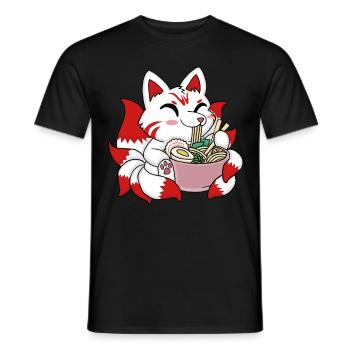 Niedlicher Kitsune Ramen Japanische Nudeln Kawaii - Männer T-Shirt - Schwarz - Vorne - AI Model Male 178 light (178cm)