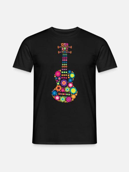 Ukulele Musical Instrument Flowers - Men's T-Shirt - black