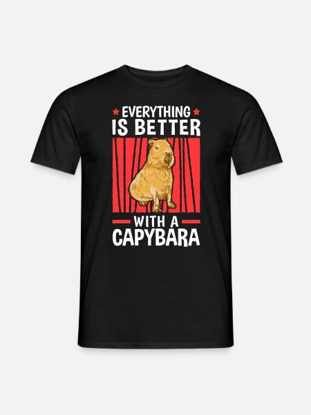 Alles ist besser mit Capybaras Wasserschwein - Männer T-Shirt - Schwarz