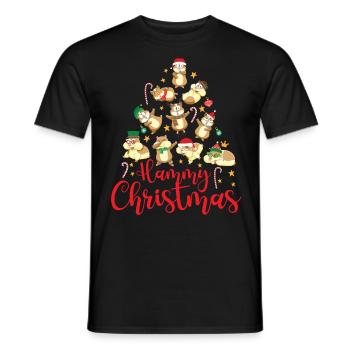 Cute Hamster Christmas Tree Hammy - Men's T-Shirt - black - Front - AI Model Male 178 light (178cm)