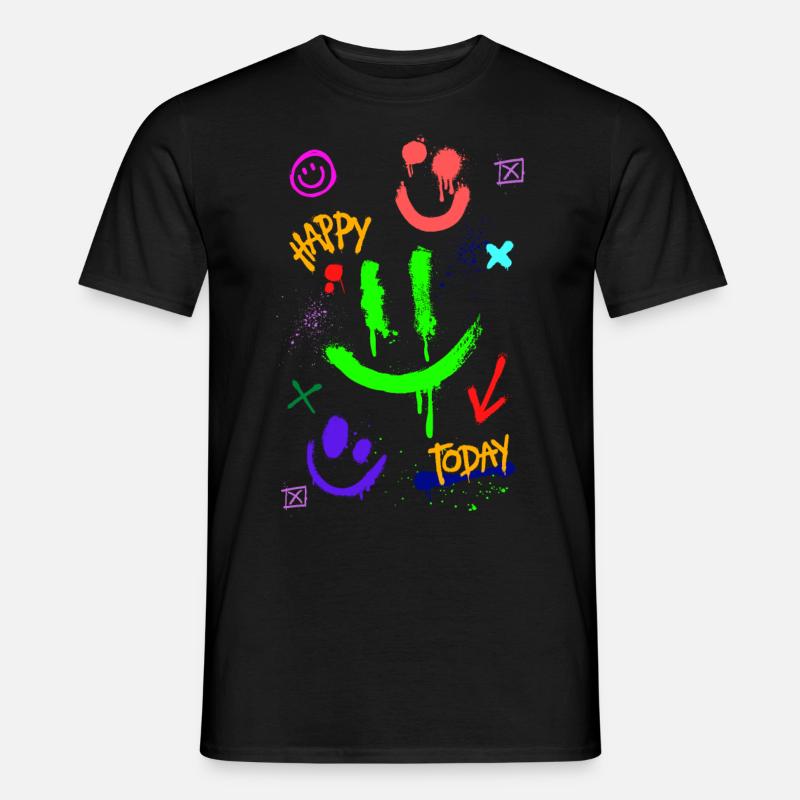 Graffiti Spray - Happy today smile - Männer T-Shirt - Schwarz
