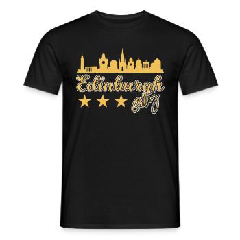 Edinburgh City Gold Skyline - Men's T-Shirt - black - Front - AI Model Male 178 light (178cm)
