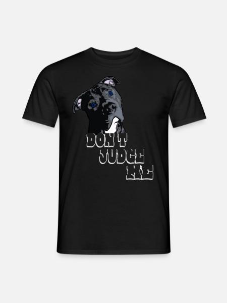 American Bully blå linje kunstnerisk design - T-shirt herr - svart