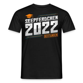Seepferdchen 2022 bestanden Prüfung Abzeichen - Männer T-Shirt - Schwarz - Vorne - AI Model Male 178 light (178cm)