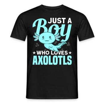 Just A Boy Who Loves Axolotls Kawaii Designvide ga - Men's T-Shirt - black - Front - AI Model Male 178 light (178cm)