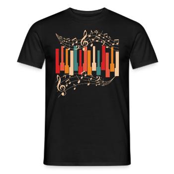 Retro Style Piano Musician - Men's T-Shirt - black - Front - AI Model Male 178 light (178cm)