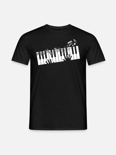 Musiikki nuotti pianonäppäimistö - Miesten T-paita - musta