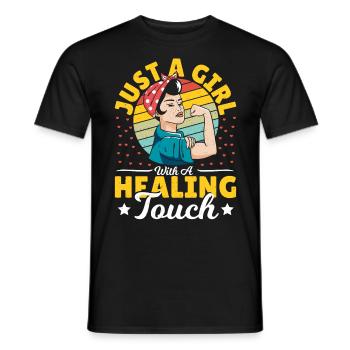 Juste une fille avec un massothérapeute Healing Touch - T-shirt homme - noir - Devant - AI Model Male 178 light (178cm)