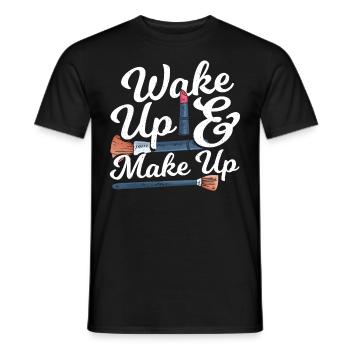 Réveillez-vous et maquilleuse maquilleuse - T-shirt homme - noir - Devant - AI Model Male 178 light (178cm)