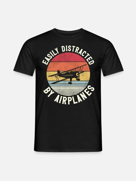 Airplane Pilot Vintage Biplane - Männer T-Shirt - Schwarz