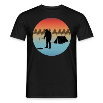 Pêche sur glace Camp d’hiver Camp Tentes Arbres Nature - T-shirt homme - noir - Devant - AI Model Male 178 light (178cm)