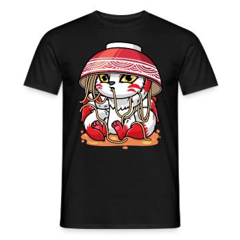 Niedlicher Kitsune Ramen Japanische Nudeln Kawaii - Männer T-Shirt - Schwarz - Vorne - AI Model Male 178 light (178cm)