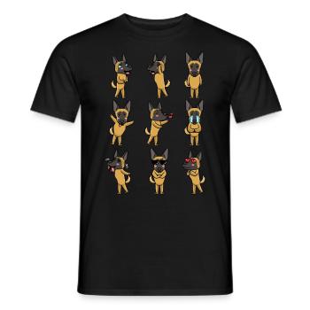 Malinois Chien Mechelaar Emoticon - T-shirt homme - noir - Devant - AI Model Male 178 light (178cm)