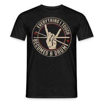 Batteur Batterie Set Vintage Drum - T-shirt homme - noir - Devant - AI Model Male 178 light (178cm)