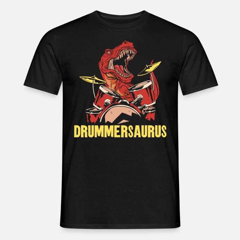 Drummer Drum Set Dinosaur T-Rex - Männer T-Shirt - Schwarz