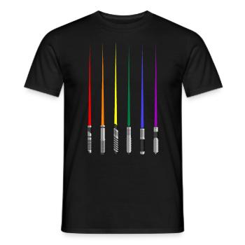 Regenbogen Lichtschwerter Gay Pride Month LGBTQ - Männer T-Shirt - Schwarz - Vorne - AI Model Male 178 light (178cm)