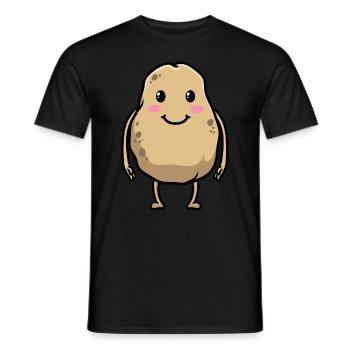 Kawaii Potato Emoticon Emotion - T-shirt homme - noir - Devant - AI Model Male 178 light (178cm)