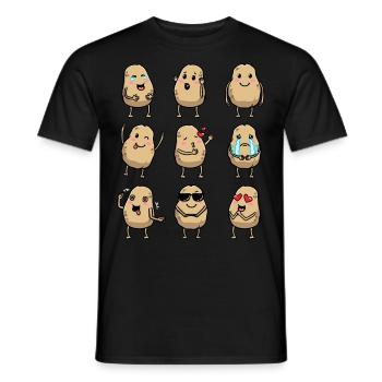 Kawaii Kartoffel Emoticon Kartoffeln - Männer T-Shirt - Schwarz - Vorne - AI Model Male 178 light (178cm)