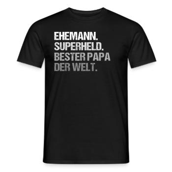 Ehemann Superheld bester Papa der Welt - Männer T-Shirt - Schwarz - Vorne - AI Model Male 178 light (178cm)