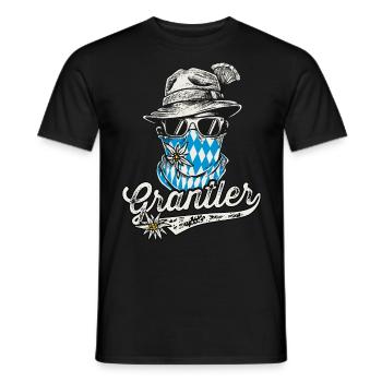 Grantler T-Shirt Herren Trachtenshirt - Männer T-Shirt - Schwarz - Vorne - AI Model Male 178 light (178cm)