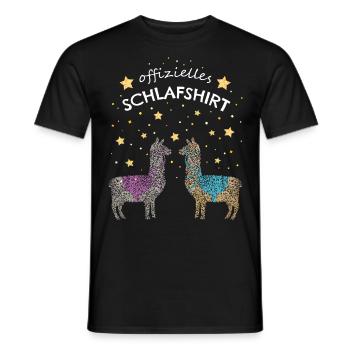 Lama Alpaka Offizielles Schlafshirt - Männer T-Shirt - Schwarz - Vorne - AI Model Male 178 light (178cm)