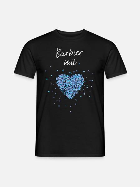 Barbier Mit Herz Vollbart Bartträger - Männer T-Shirt - Schwarz