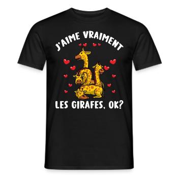 J'aime Vraiment Les Girafes - T-shirt homme - noir - Devant - AI Model Male 178 light (178cm)