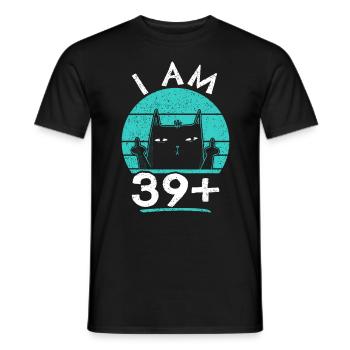 40e anniversaire femme 40e 40 ans - JE SUIS 39+ PLUS - T-shirt homme - noir - Devant - AI Model Male 178 light (178cm)