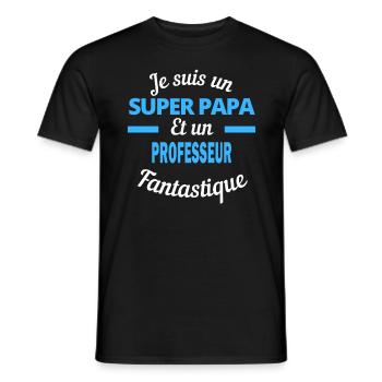 SUPER PAPA Fantastique PROFESSEUR - T-shirt homme - noir - Devant - AI Model Male 178 light (178cm)