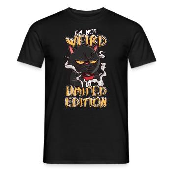 Cartoon Cat with Coffee Mug - Limited Edition - Men's T-Shirt - black - Front - AI Model Male 178 light (178cm)