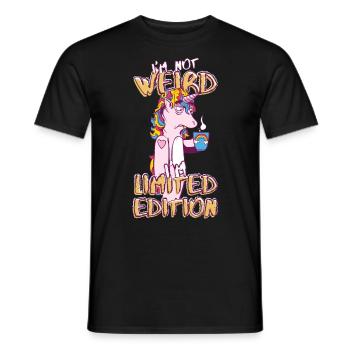 Cartoon Unicorn with Coffee Cup - Limited Edition - Men's T-Shirt - black - Front - AI Model Male 178 light (178cm)