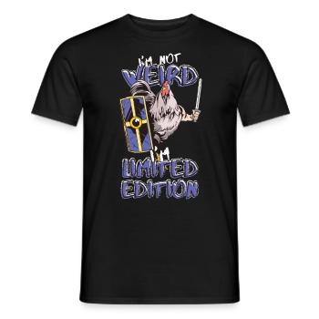 Cartoon Chicken Knight - Limited Edition - Saying - Men's T-Shirt - black - Front - AI Model Male 178 light (178cm)