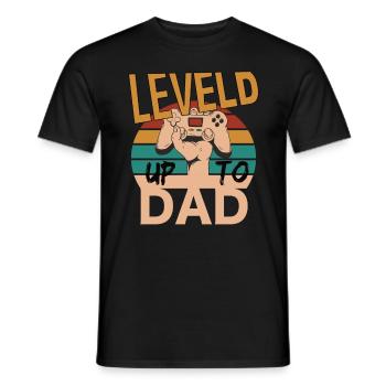 Leveld up to Dad Gaming Zocken - Men's T-Shirt - black - Front - AI Model Male 178 light (178cm)