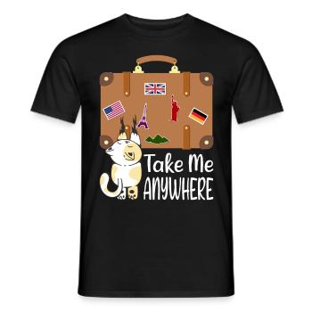 Valise de voyage Chat Voyage de vacances Emigration Été - T-shirt homme - noir - Devant - AI Model Male 178 light (178cm)