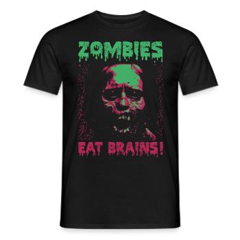 Zombies eat brains - Men's T-Shirt - black - Front - AI Model Male 178 light (178cm)