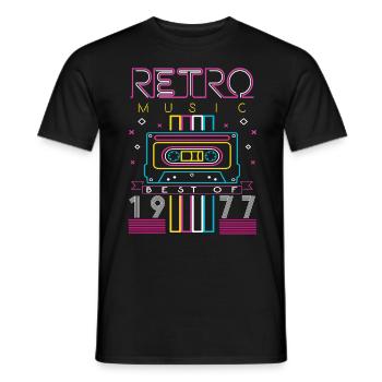 Best Of 1977 Retro Cassette Vintage Birthday - Men's T-Shirt - black - Front - AI Model Male 178 light (178cm)