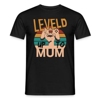 Leveld up to Mum Gaming Zocken - Men's T-Shirt - black - Front - AI Model Male 178 light (178cm)
