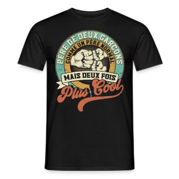 Père De Deux Garcons Papa Fête Des Pères - T-shirt homme - noir - Devant - AI Model Male 178 light (178cm)