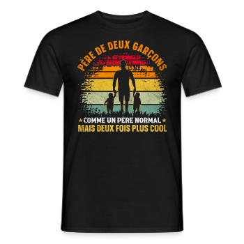 Père De Deux Garcons Papa Fête Des Pères - T-shirt homme - noir - Devant - AI Model Male 178 light (178cm)