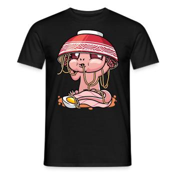 Axolotl Kawaii Ramen Noodles Anime - Men's T-Shirt - black - Front - AI Model Male 178 light (178cm)