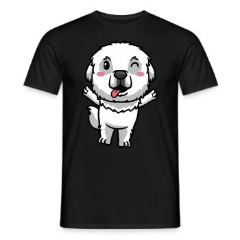 Émoticône de chien de montagne des Pyrénées - T-shirt homme - noir - Devant - AI Model Male 178 light (178cm)