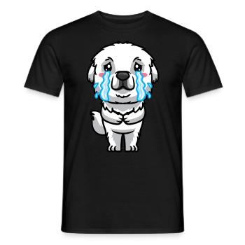 Pyrenäenberghund Hund Traurig Weinen - Männer T-Shirt - Schwarz - Vorne - AI Model Male 178 light (178cm)