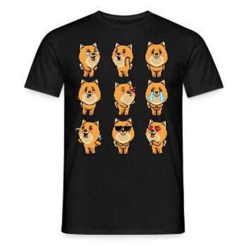 Zwergspitz Dog Pomeranian Emoticon - Men's T-Shirt - black - Front - AI Model Male 178 light (178cm)