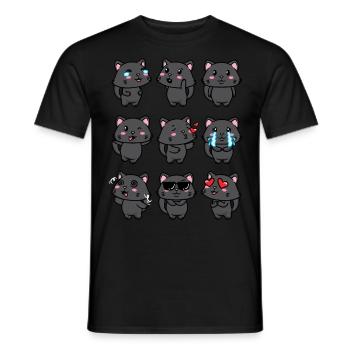 Schwarze Katze Kawaii Emoticons Aestheti - Männer T-Shirt - Schwarz - Vorne - AI Model Male 178 light (178cm)