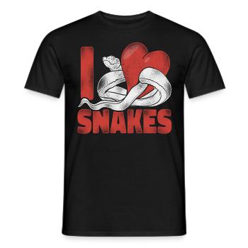 Snake Serpent Heart Vintage I Love - Men's T-Shirt - black - Front - AI Model Male 178 light (178cm)