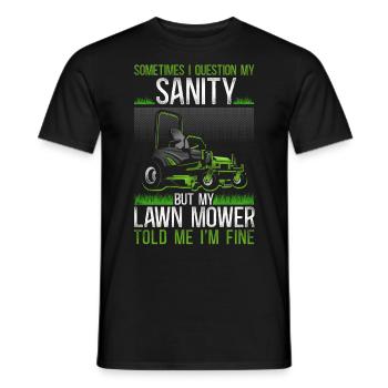 Tondeuse à gazon Mowing Papa Père - T-shirt homme - noir - Devant - AI Model Male 178 light (178cm)